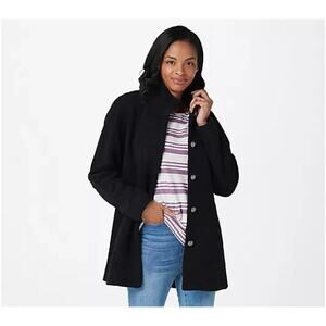 Susan Graver Weekend Knit Boucle Button-Front Jacket Black Medium A387859